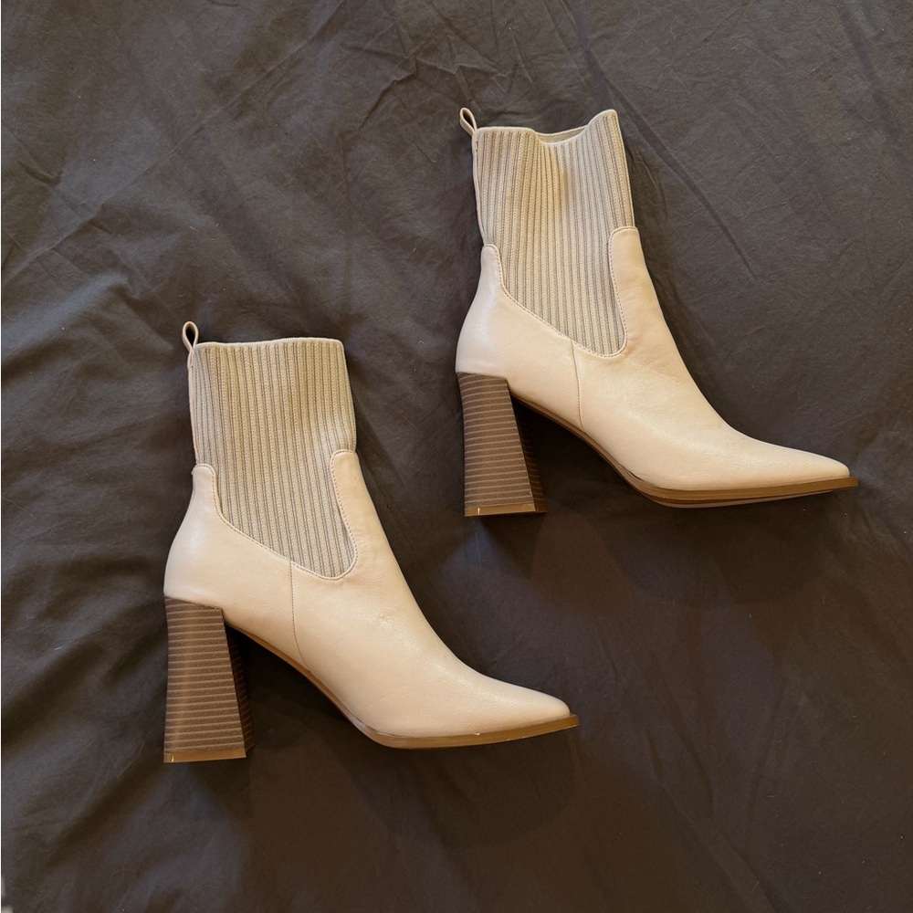 Lulu's Cream Heeled Boots